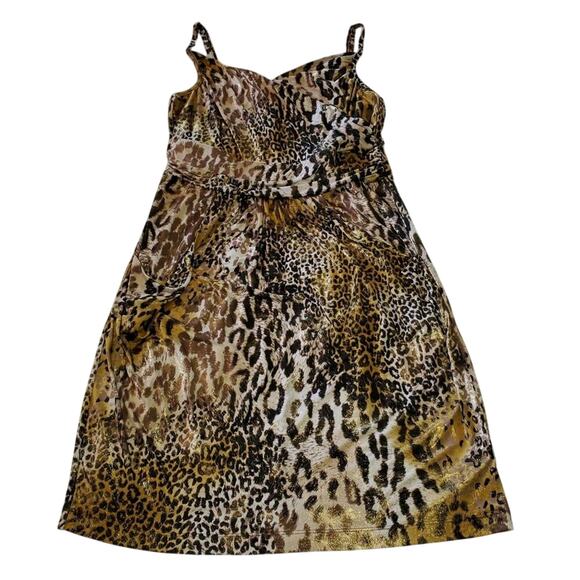 2/$30 Bailey Blue Sleeveless Sheath Dress Shimmery Leopard Animal Size Large - Picture 1 of 9